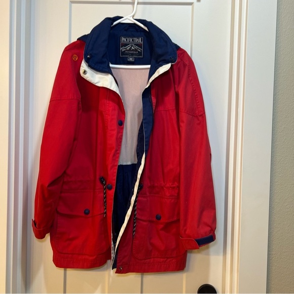Pacific Trail Red Blue Jacket Coat Jacket Women Size Medium Full Zip Hood - Picture 2 of 13